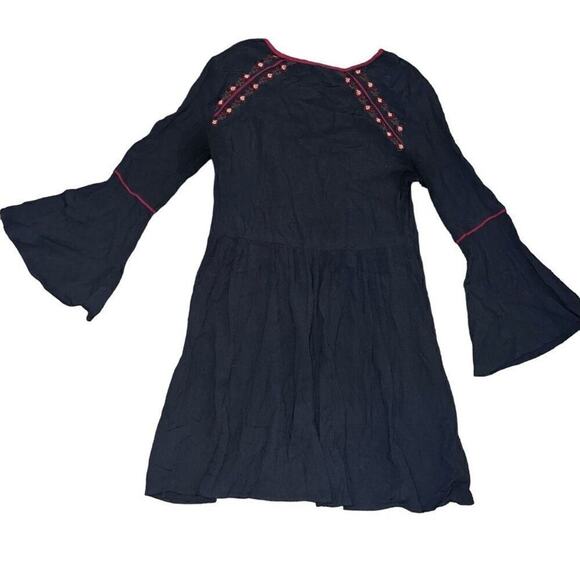 AMERICAN EAGLE OUTFITTERS Navy Blue Boho Bell Sleeve Dress Size S - Picture 2 of 10